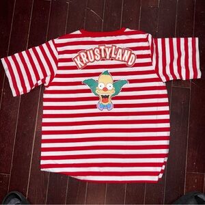 Krustyland Red and White Striped Cast Crew Shirt Rare